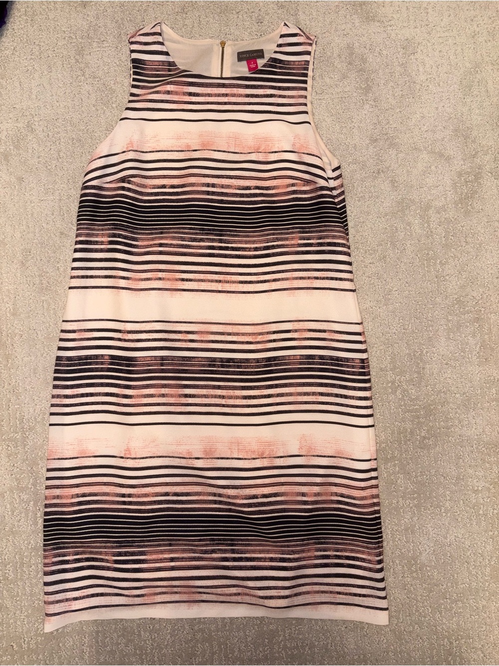 Vince Camuto Sleeveless Striped Shift Dress in Blush & Black